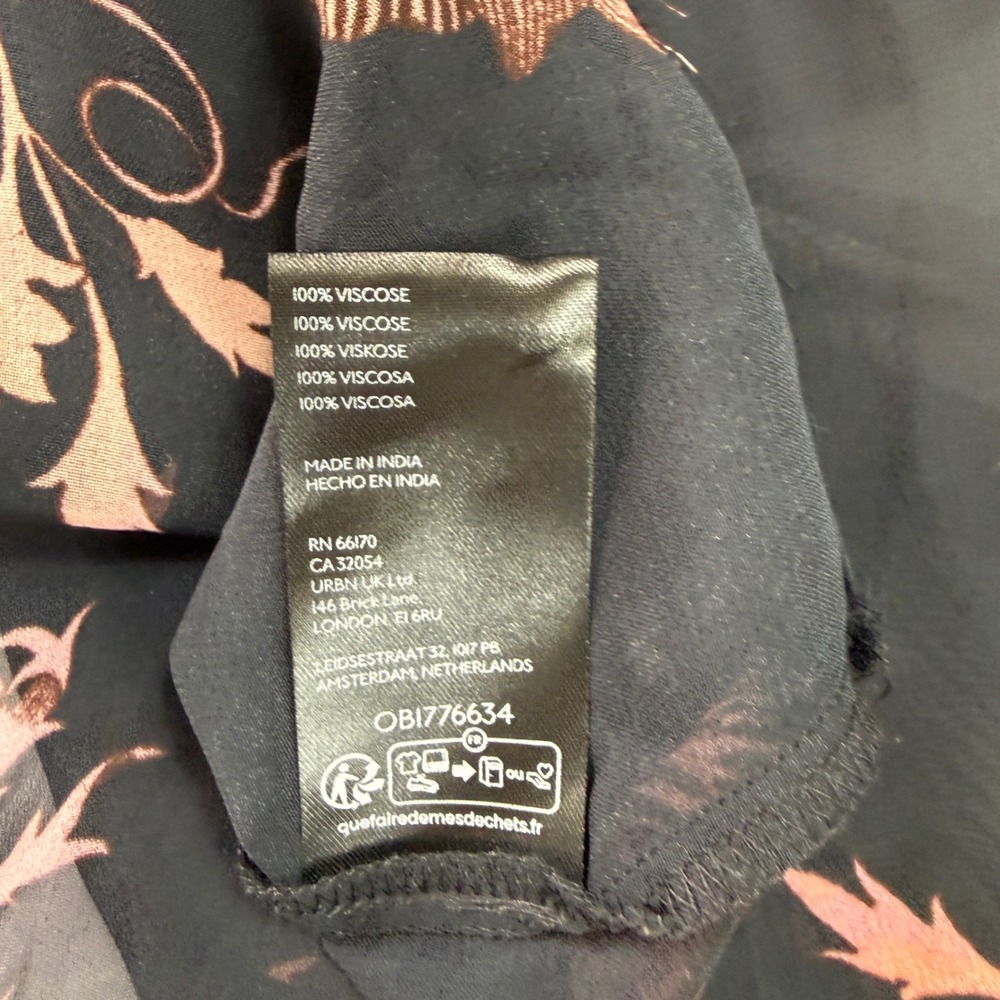 Anthropologie Womens Black Copper Dark Floral Sheer Balloon Sleeve Blouse Size M - Picture 8 of 10
